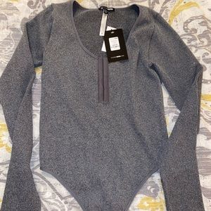 Fashion Nova long sleeve grey bodysuit